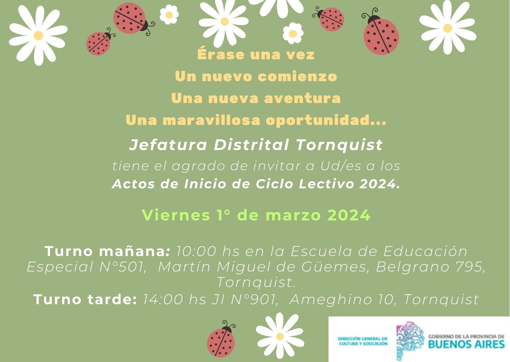 Invitación al Acto Oficial de Inicio de Ciclo Lectivo 2024